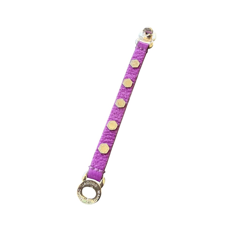 Marc by Marc Jacobs Purple Leather Silvertone Studded Turnlock Bracelet 6.5"